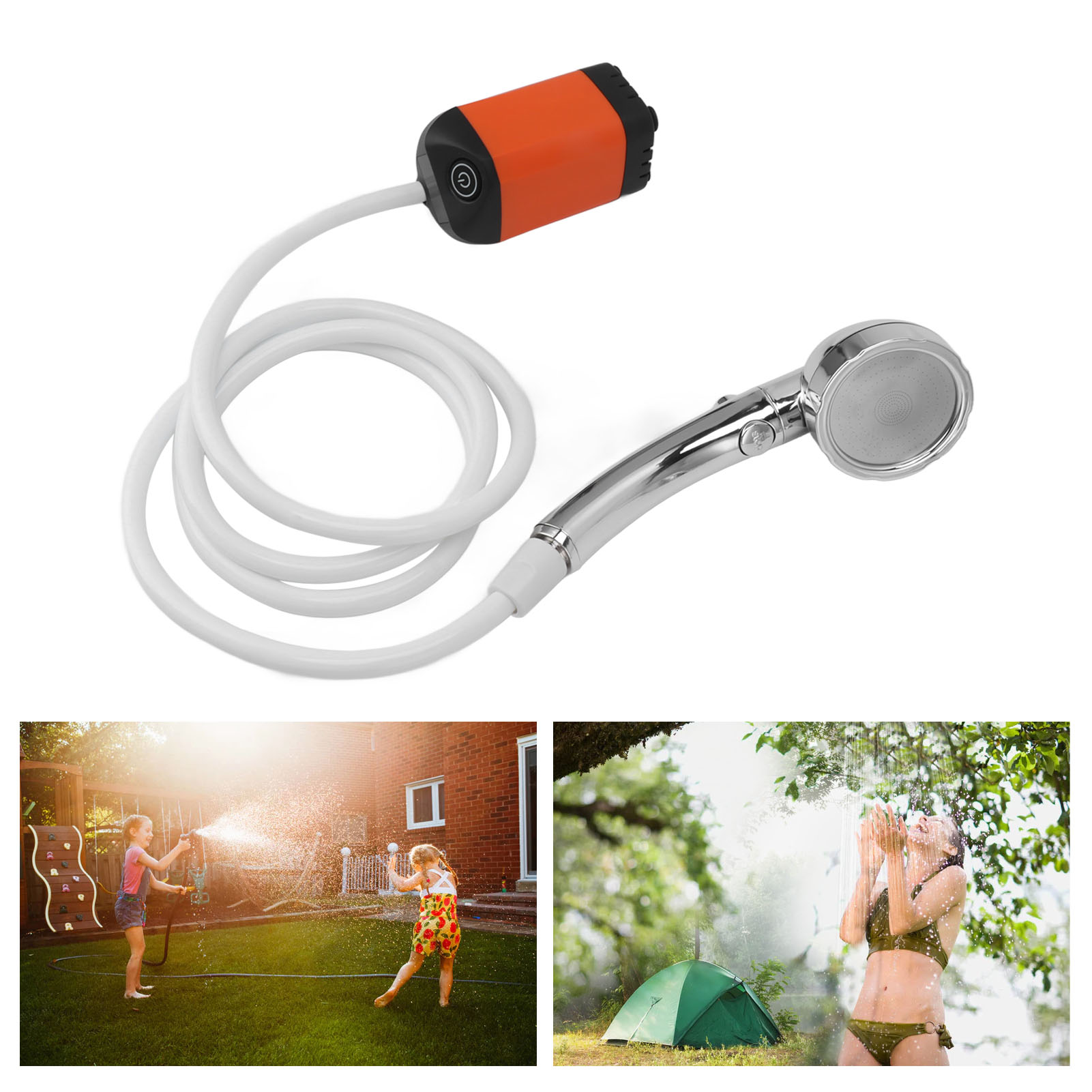Tragbarer Elektrischer Duschkopf Mit Drei Einstellbaren Geschwindigkeiten, Geeignet Für Die Bewässerung Im Innen- Und Außenbereich Sowie Für Den Spa-einsatz, Orange.