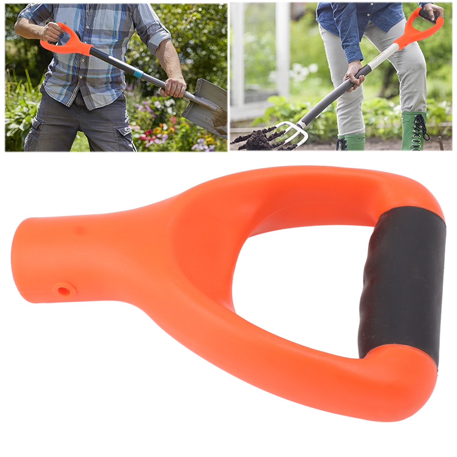 Dickwandiger, Verstärkter Kunststoff-schaufelstiel Mit Gebogenem Griff, 3,2 Cm Innendurchmesser, Orange.