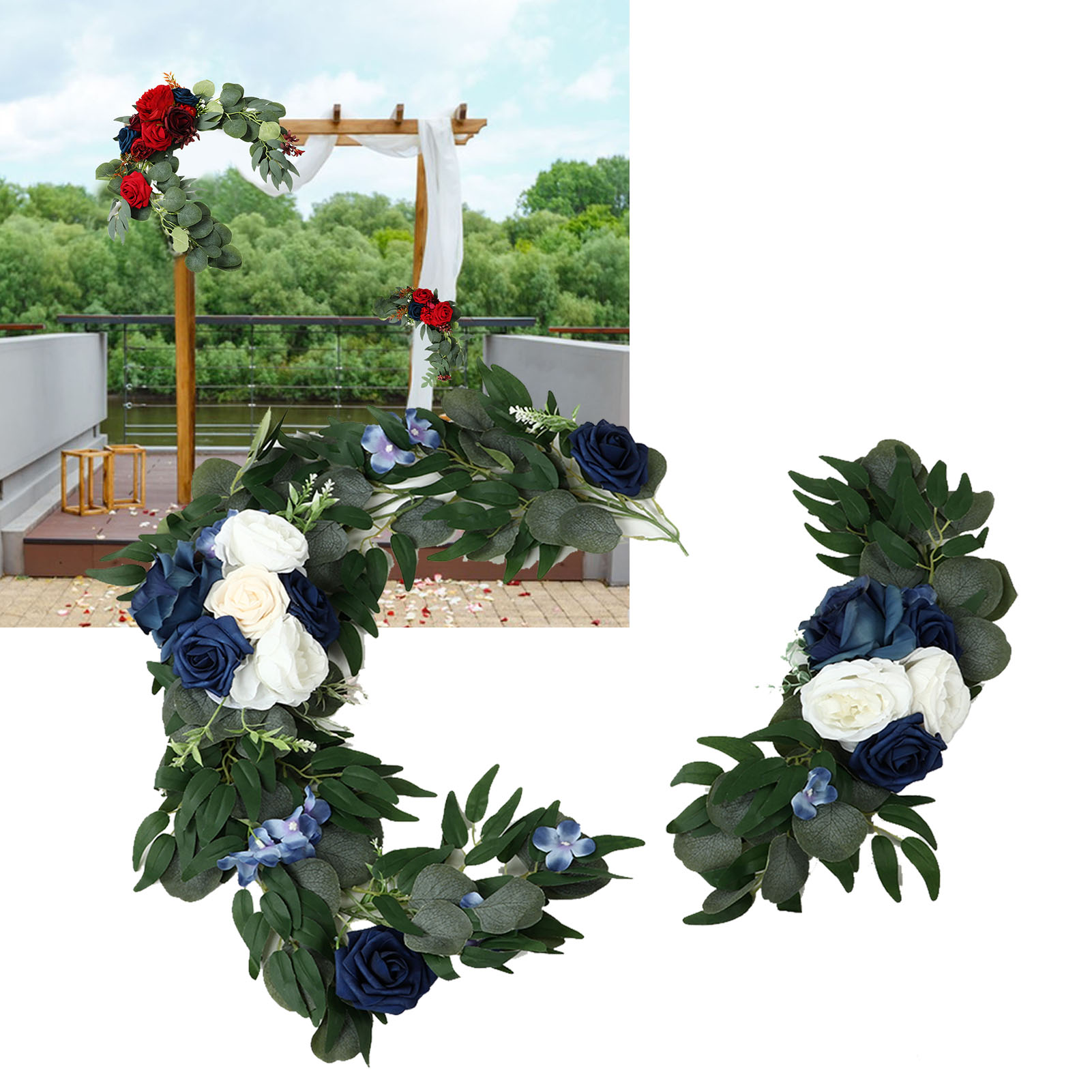 Künstliche Blumengirlande Für Hochzeiten, Gästebegrüßung, Dekorationen Für Zeremonien Im Freien, Blumenbögen Und Künstliche Blumendekorationen 18063-bs+bl