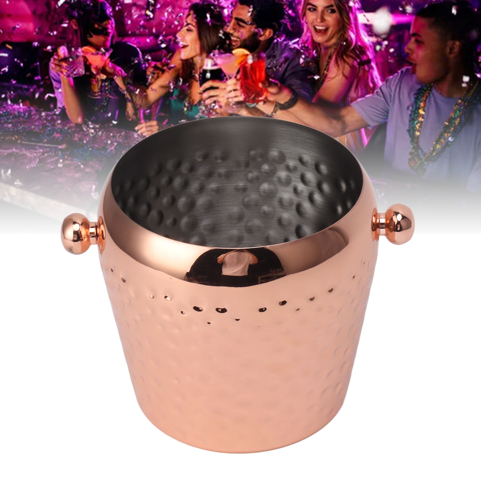 1-liter-eiskübel, Granulierte Eiswürfel, Mini-eiskübel, Eiswürfelbehälter, Roségoldene Hammerpunze