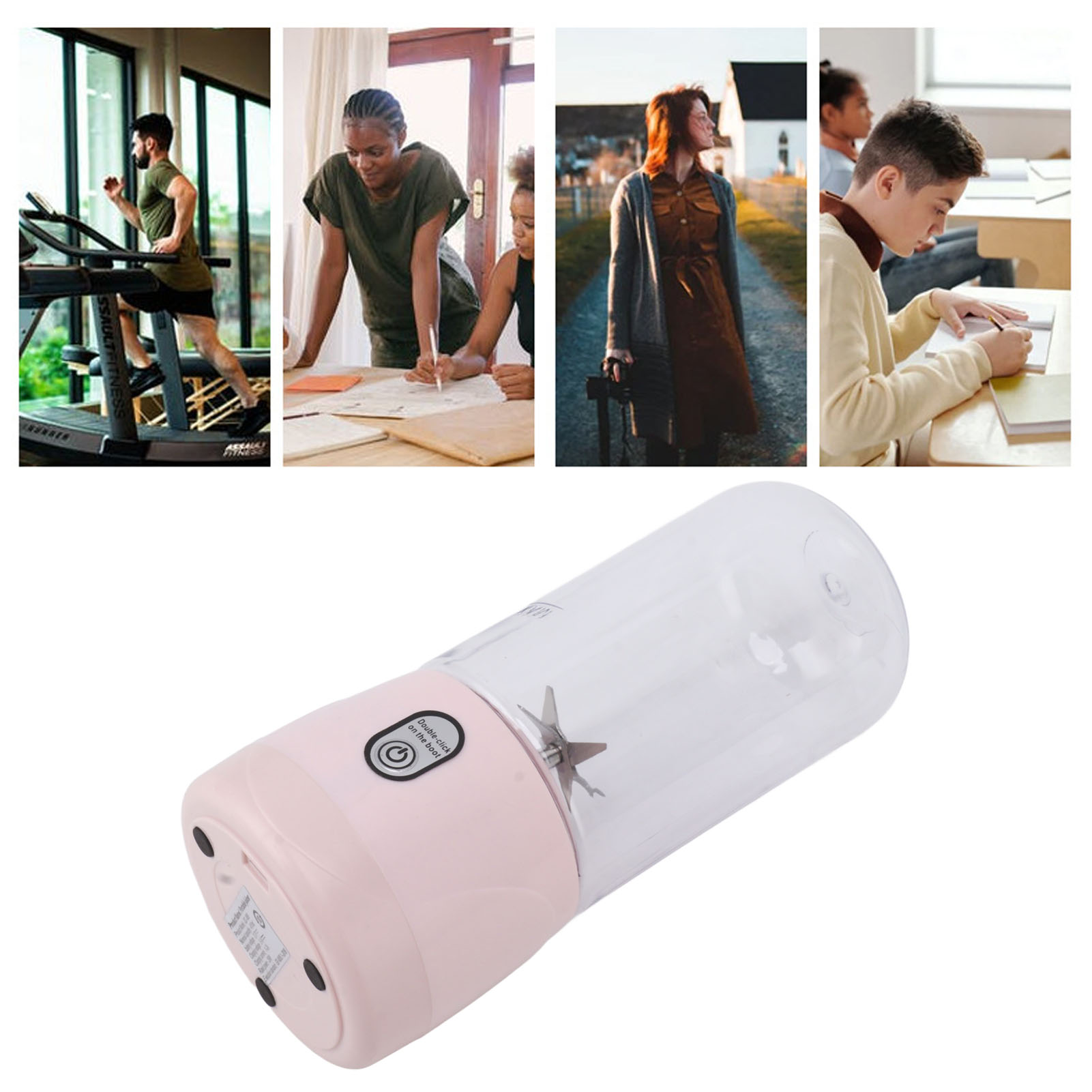 Mini-elektro-entsafter Für Zuhause, Tragbar, Mit Becher, 6 Klingen Und Usb-anschluss, Rosa.