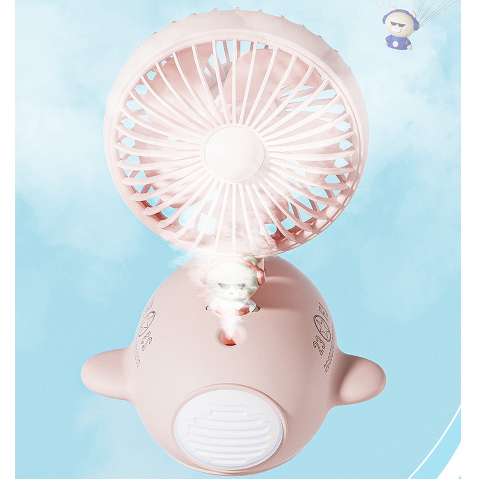 Wasserventilator, Mini-ventilator, Usb-ventilator, Led-schreibtischlampe, Sprühluftbefeuchter, Luftkühler, Rosa