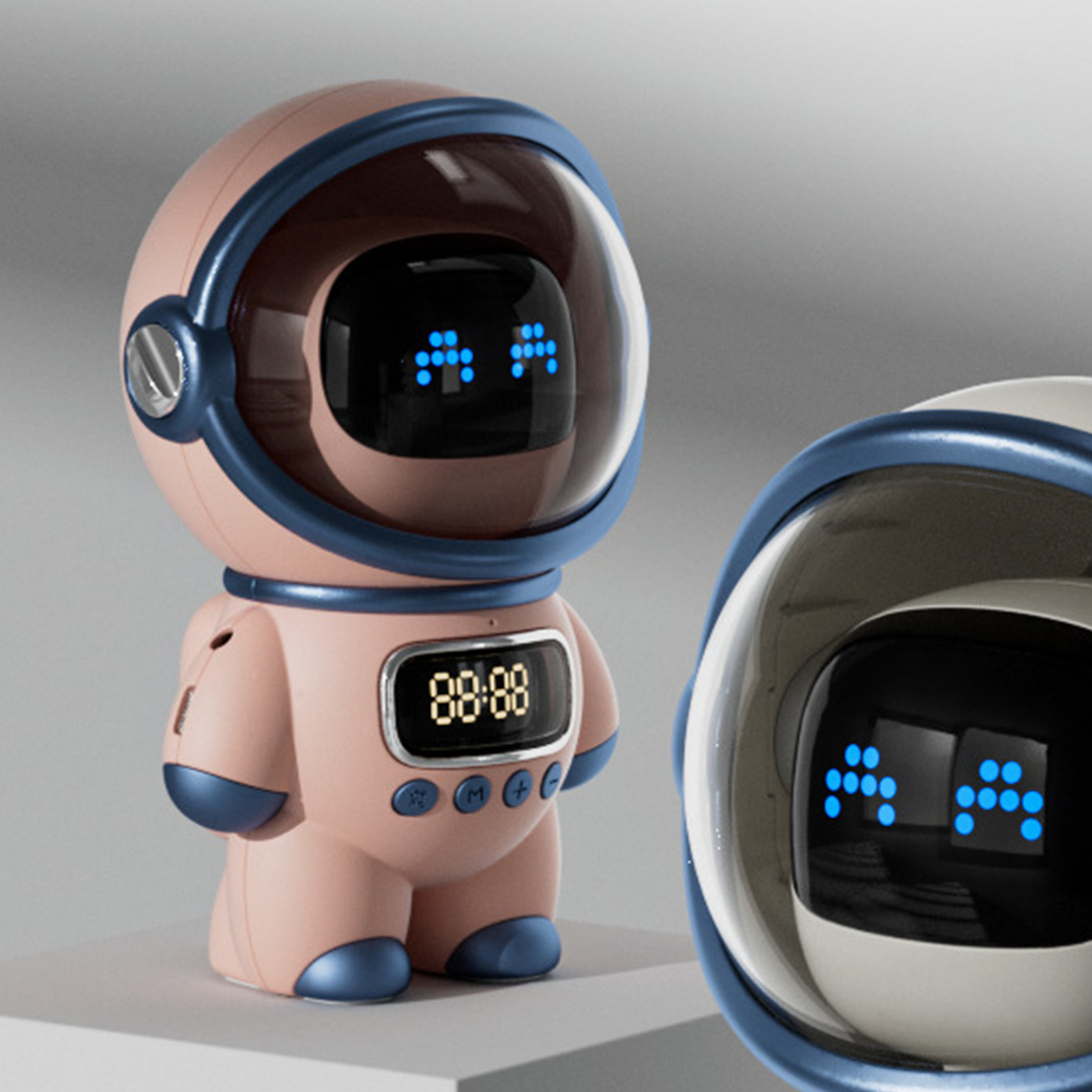 Neuer Astronaut Ai Smart Bluetooth-lautsprecher Mit Wecker Und Nachtlicht, Pink
