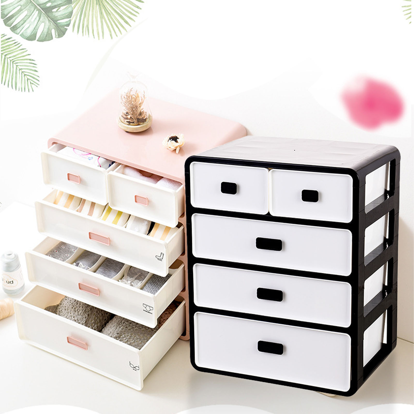 Dicke Aufbewahrungsbox Aus Kunststoff Für Schubladen, Unterwäsche-organizer, Große Aufbewahrungsbox Für Kleidung Und Diverse Gegenstände, Rosa, Mit Vier Fächern.