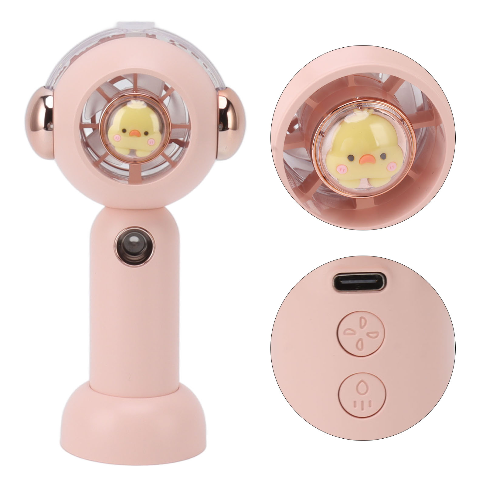 Mini-usb-ventilator In Form Eines Niedlichen Tieres, Kleiner, Leiser Tischventilator Mit Sprühfunktion Und Hohem Luftdurchsatz, Rosa