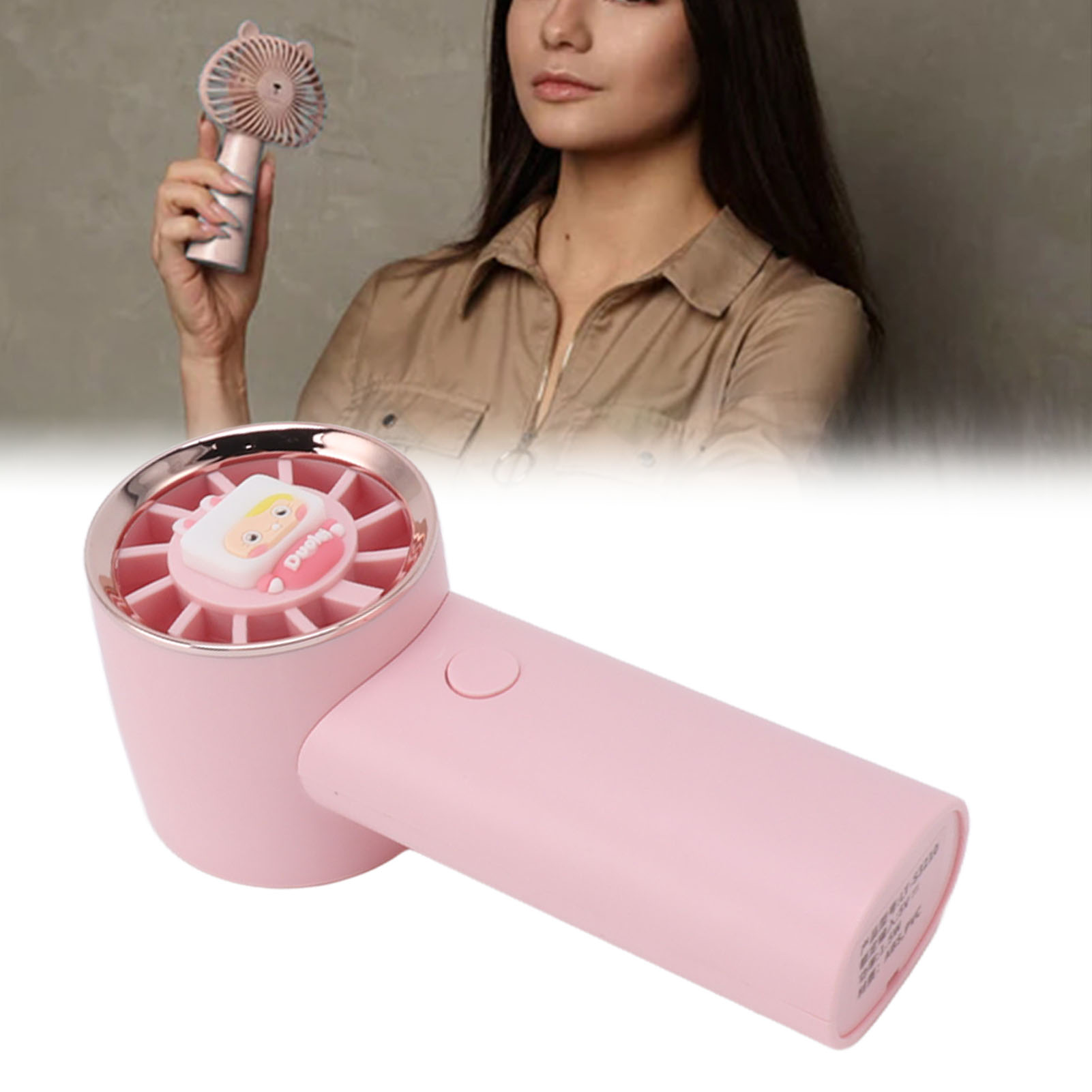 Tragbarer Turbinenventilator, Mini-ventilator, Pink, Usb-aufladbar, Geschenk, Cartoon-muster