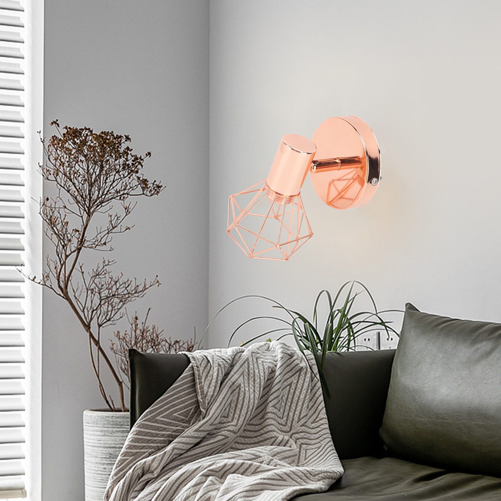 Wandleuchte Mit E14-gelenkarm, Verstellbare Wandleuchte Im Industriestil, Roségoldene Ausführung, E14-fassung, Nachttisch-/leseleuchte