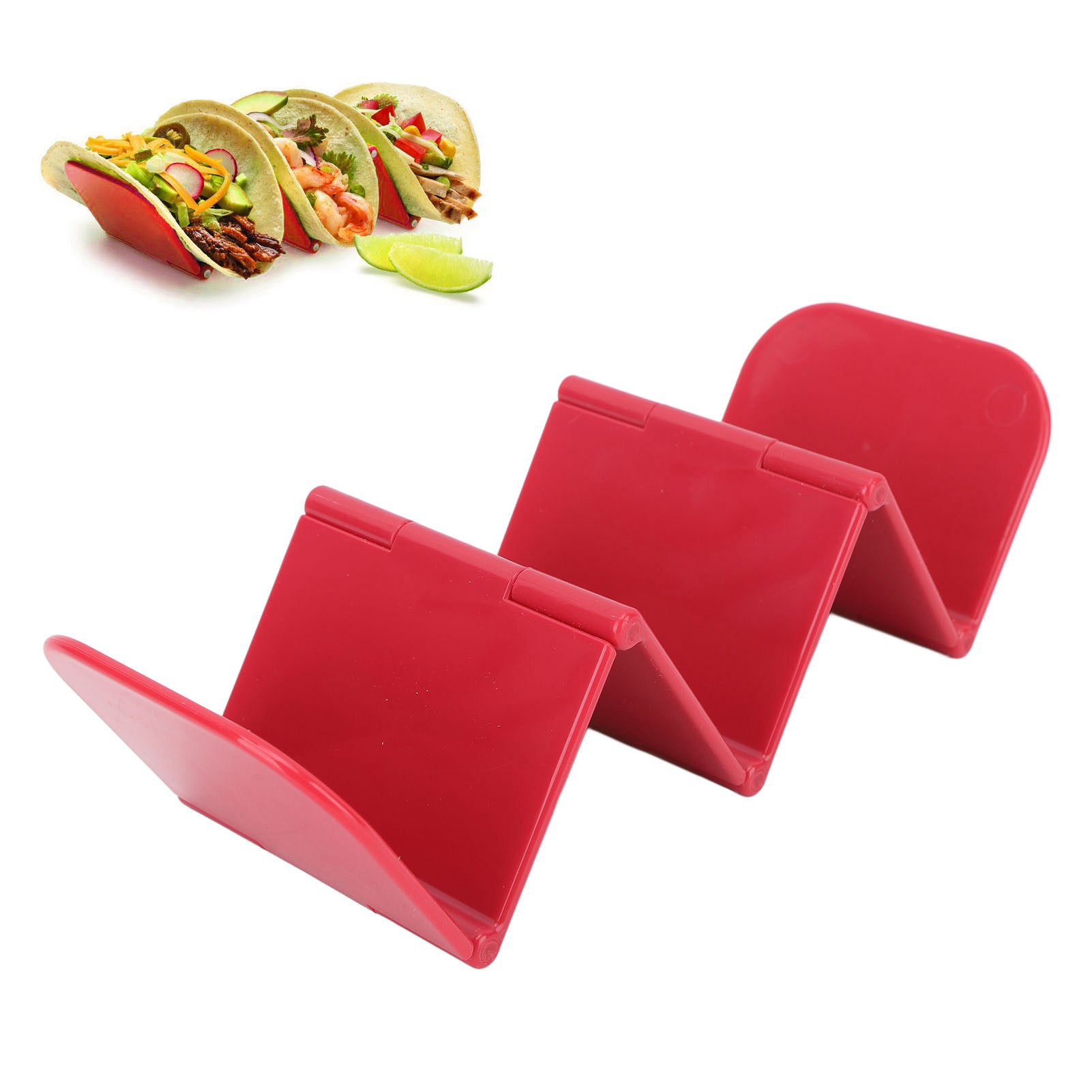 Taco-halter, Lebensmittelclips, Frühlingsrollenhalter, Crêpe-halter (rot)