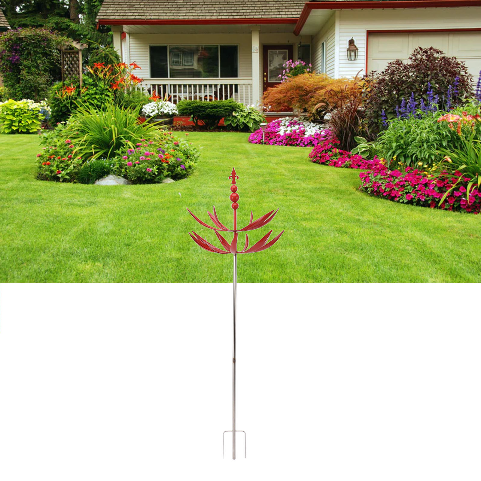 Rote, Schmiedeeiserne, Kreiselförmige Windmühle Für Höfe Und Gärten, Wasserdichter Zyklongenerator, Gartenventilator.