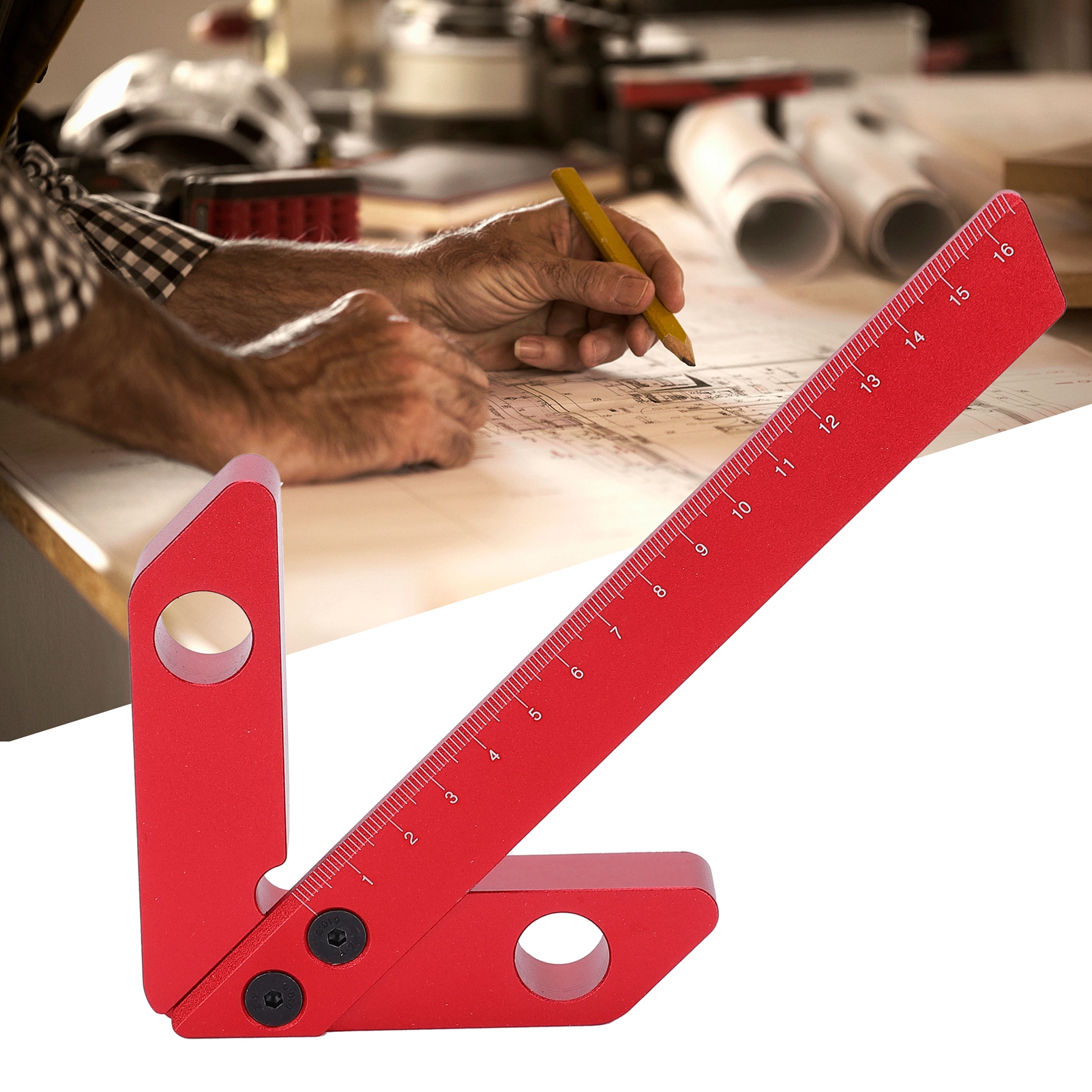 Zentrierwerkzeug Für Die Holzbearbeitung, Quadratisches Zentrierwerkzeug, Rechtwinkliger Markierungsmesser 45°/90°, 160 Mm.