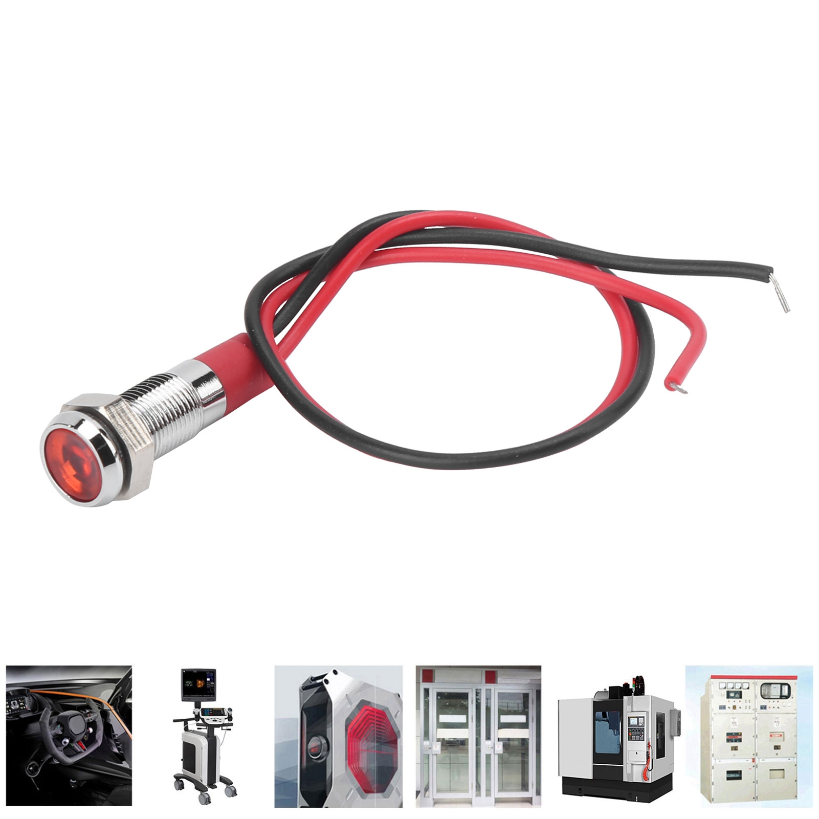 6 Mm Wasserdichte Led-kontrollleuchte Aus Metall, Kleine Betriebsanzeige Mit Kabel, Rot.