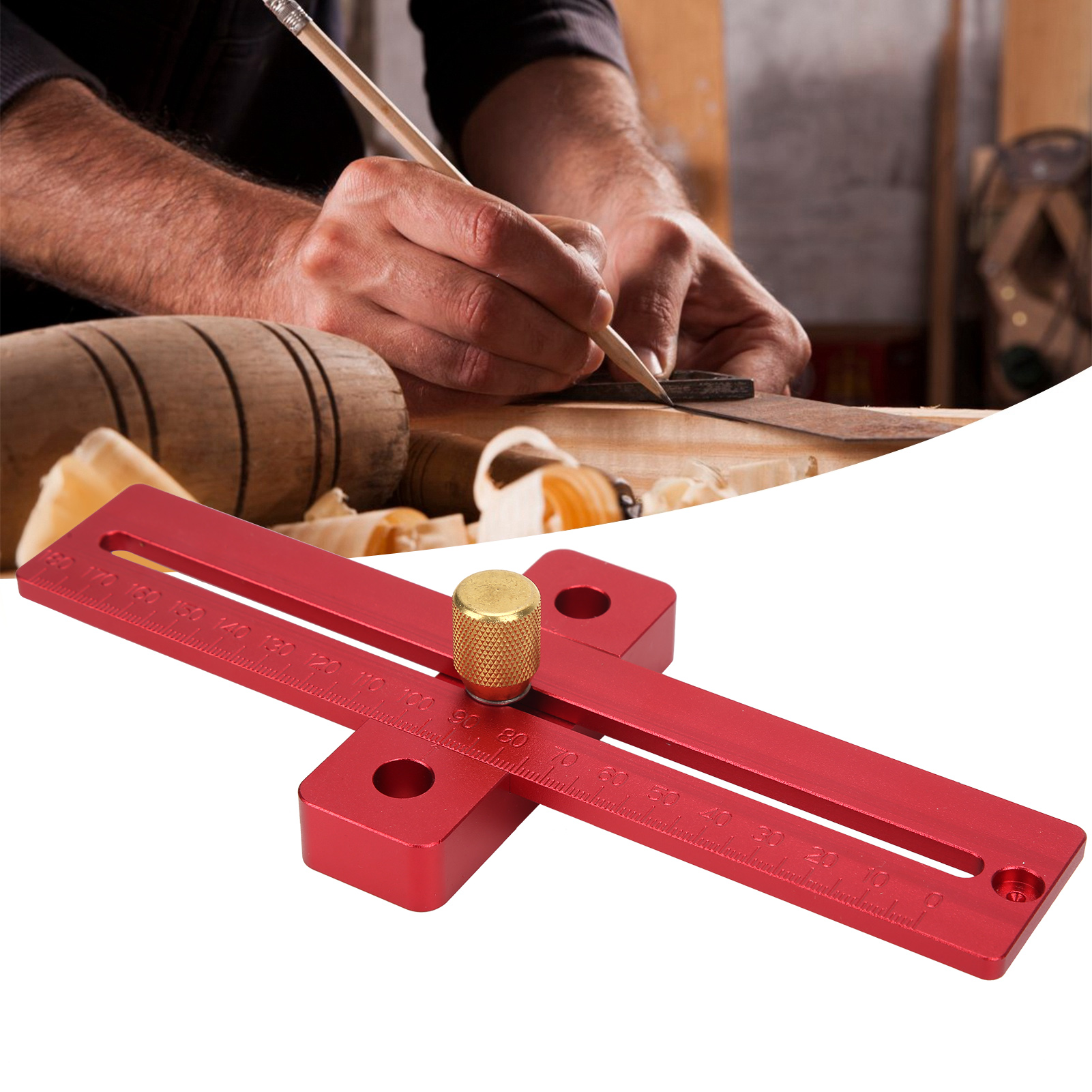 Anreißlineal Für Holzbearbeitung, Lochlineal, T-lineal Aus Aluminiumlegierung, Anreißwerkzeug Für Holzbearbeitung, Typ C 200 Mm