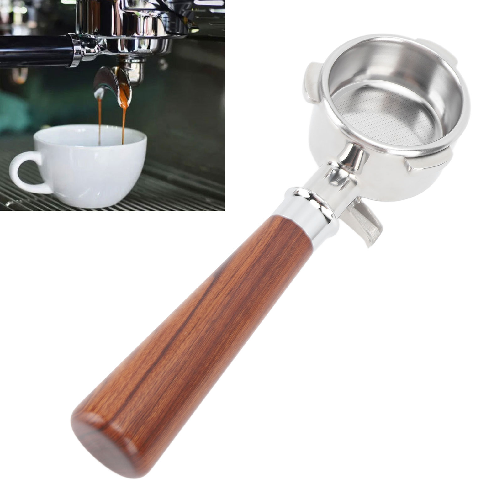 54 Mm Edelstahlgriff Für Platinum 870/880 Kaffeemaschinen, Doppelauslauf, Stil A1, Rotes Sandelholz.