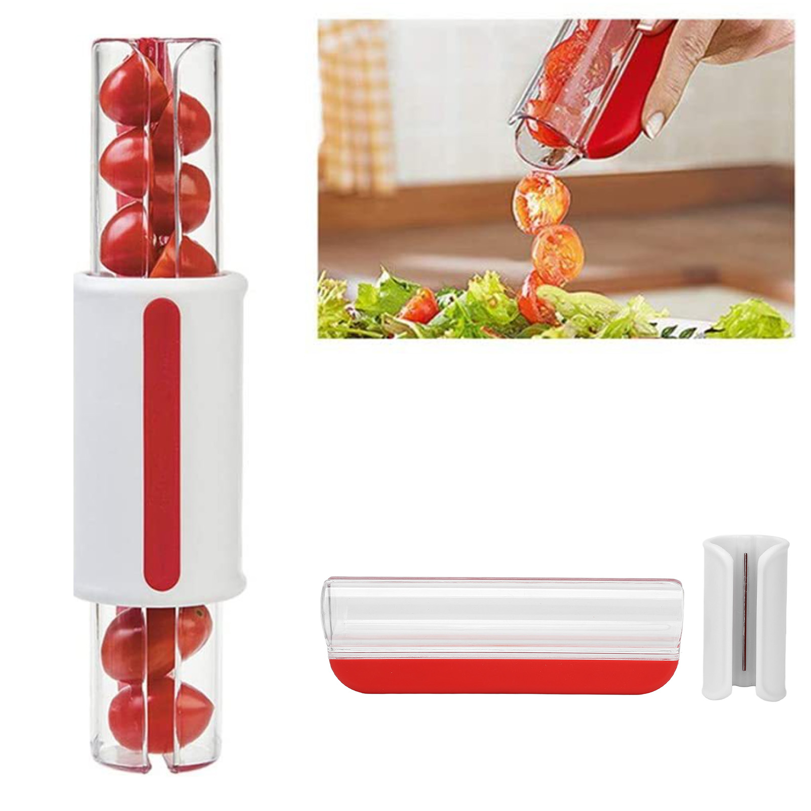 Traubenschneider, Tomatenschneider, Kirschschneider, Obstschneider, Roter Tomatenschneider