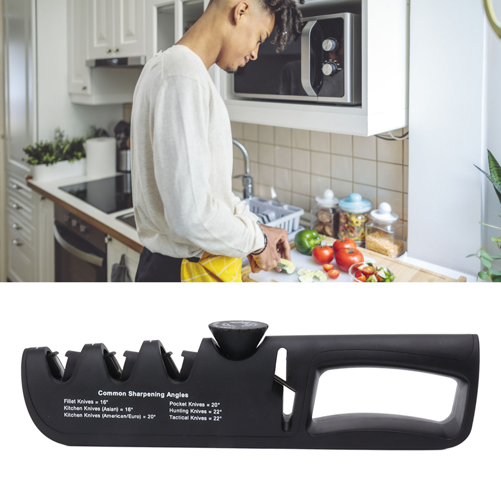 Verstellbarer Schwarzer Messerschärfer, Neues Kreatives Grenzüberschreitendes Produkt Von Amazon, 4-in-1 Multifunktionaler Küchenschärfer.