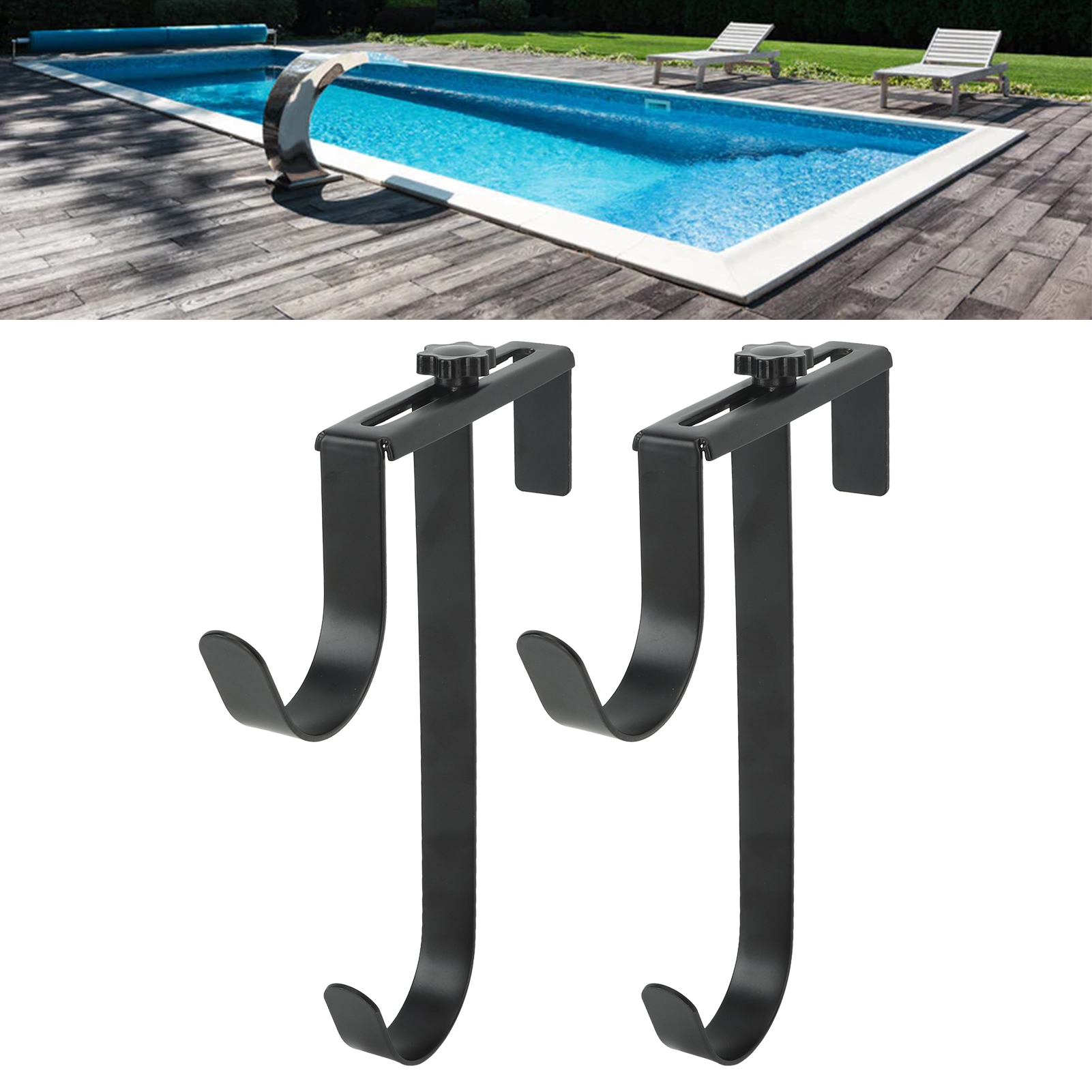 Set Mit 2 Verstellbaren Poolhaken, Geländerhaken, Wasserschlauchhaken, Poolzaunhaken, Rettungsringhaken, Kleiderhaken