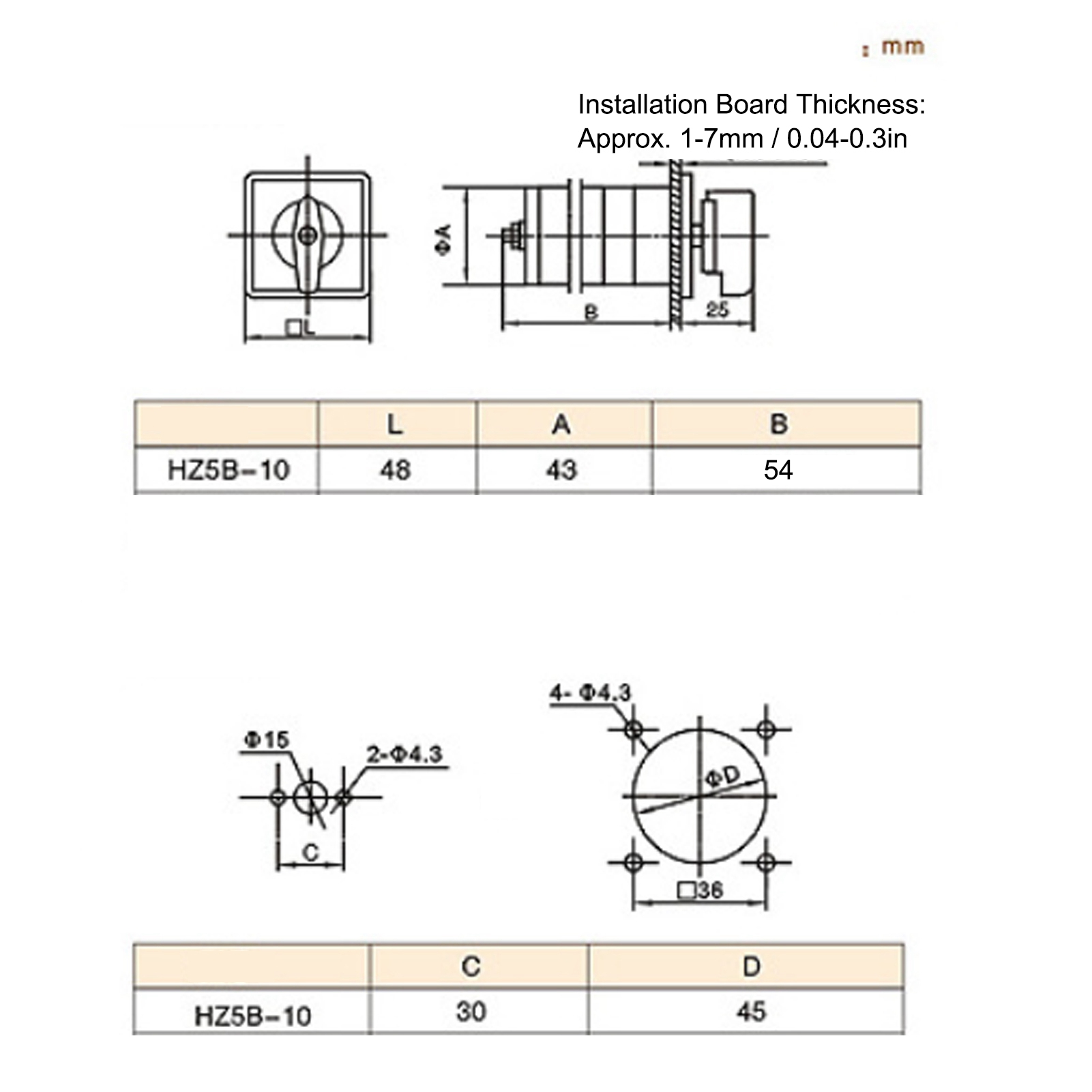 Universal-kombinationsschalter 380 V 10 A Hz5b-10c003/2