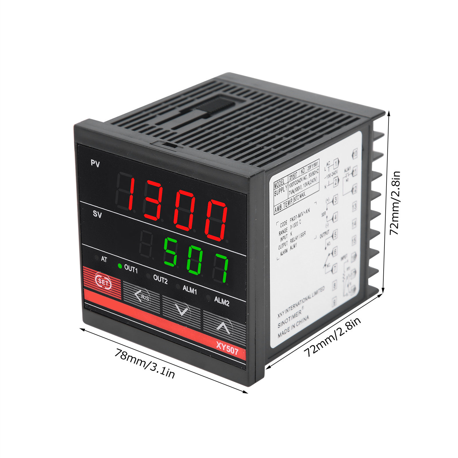 Intelligenter Temperaturregler Xy507 Mit Pid-heiz- Und Kühlrelais, 100–240 V Ac