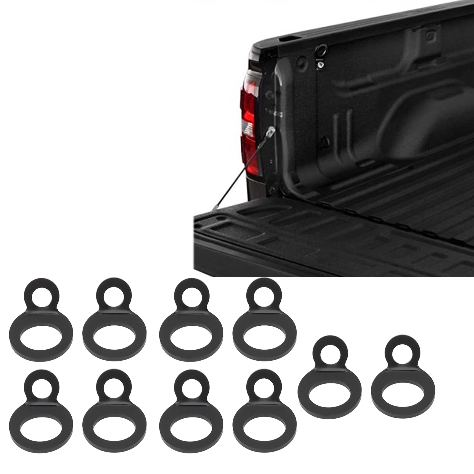 Set Mit 10 Schwarzen Ringen, Ankerhaken, Gurten Und Edelstahlzubehör