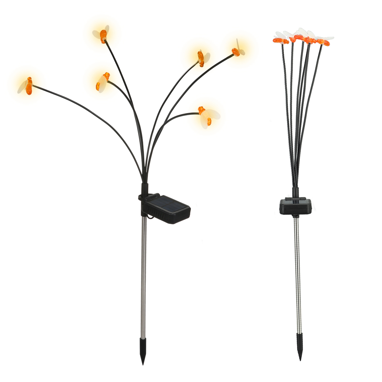 Bienenförmige Led-solar-bodenleuchte Für Garten, Stimmungsvolle Außenbeleuchtung Für Rasen Und Camping, 6-flammige Landschaftsleuchte Mit Farbigen Lichtern