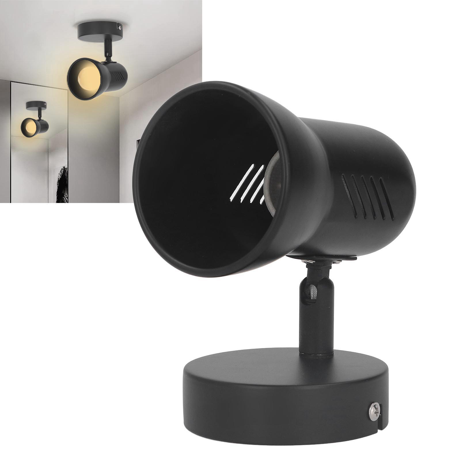 Led-wandleuchte, 360° Drehbares Kopfteil, Nachttischlampe, Mattschwarze Wand- Und Deckenleuchte, E26-fassung.