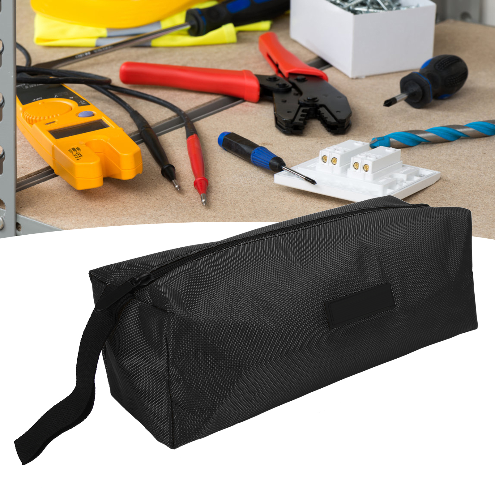 Dicke, Multifunktionale Werkzeugtasche Für Elektriker, Aus Schwarzem, Wasserdichtem 1680d-canvas, Große Größe.
