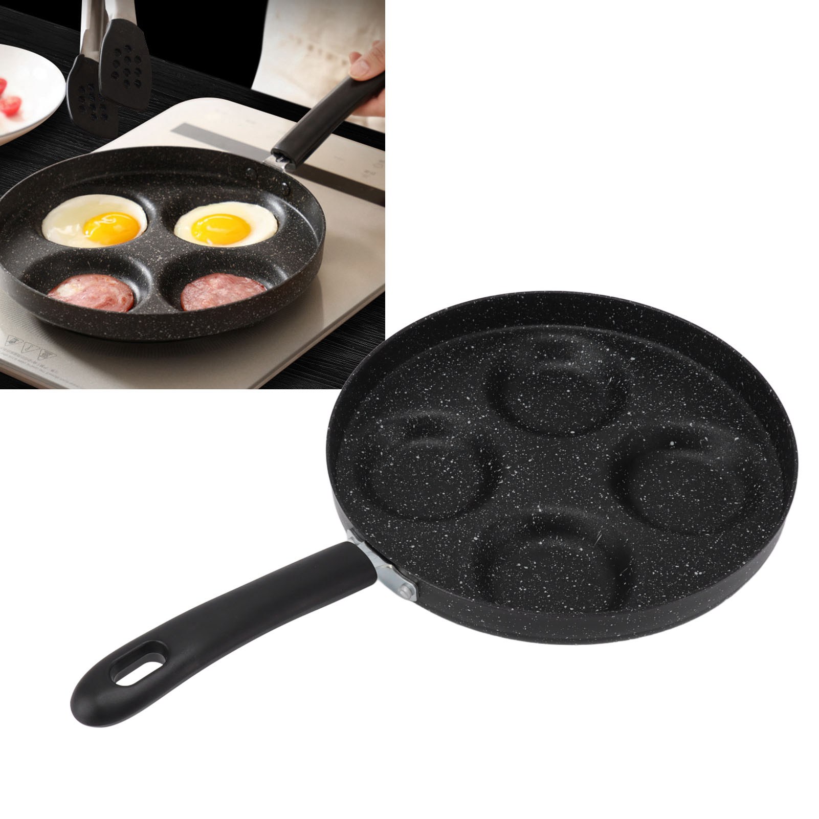 Vierfach-eierburgerpfanne, Maifan-stein-antihaftpfanne, Geeignet Für Gas- Und Induktionsherde.