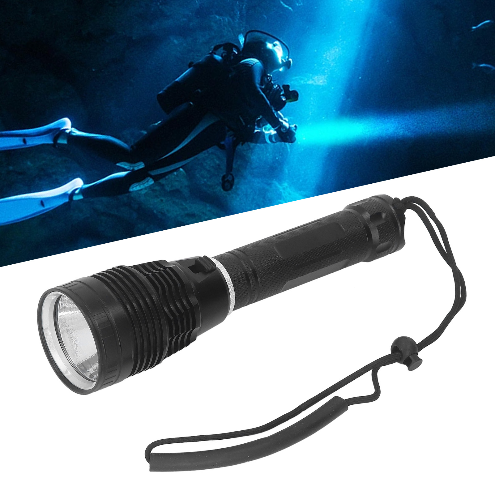Hochleistungs-unterwasser-taschenlampe Mit 1200 Lm, Professionelle Tauchlampe, Wasserdicht Nach Ipx8, Suchscheinwerfer Für Den Außenbereich