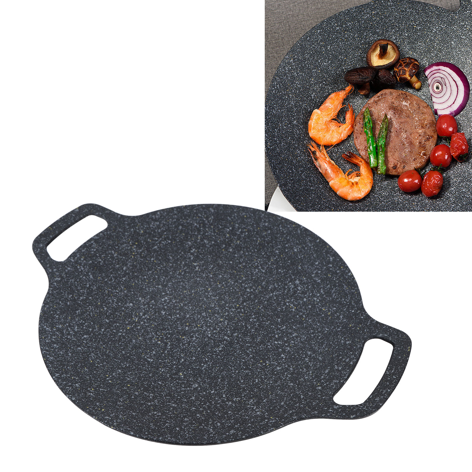 Koreanische Grillpfanne, Antihaftbeschichtet Für Induktionskochfelder, Geeignet Für Teppanyaki Im Freien, Inklusive Aufbewahrungstasche Aus Oxford-gewebe (38 Cm).