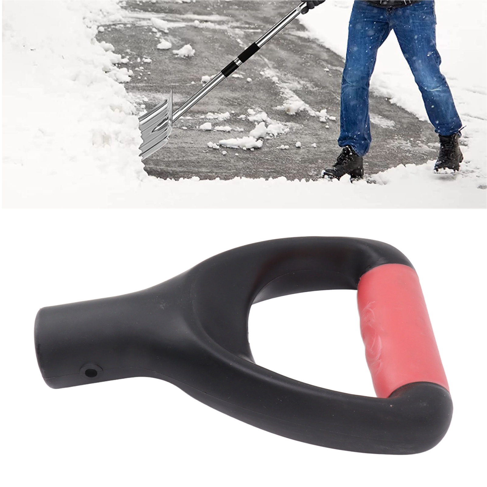 Dickwandiger, Verstärkter Kunststoff-schaufelstiel Mit Gebogenem Griff, 3,2 Cm Innendurchmesser, Schwarz.