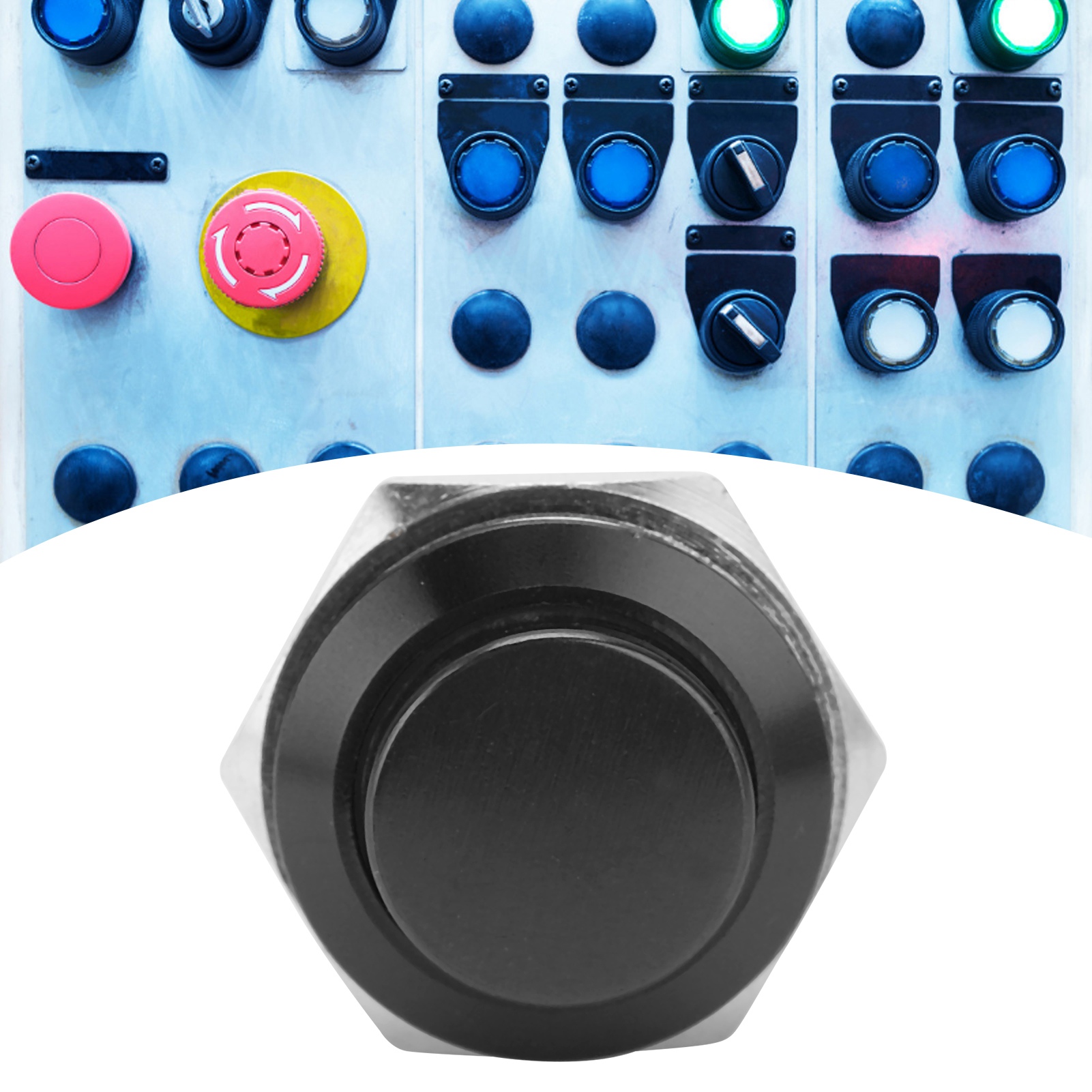 16 Mm Hoher Metall-drucktaster, Vollständig Eloxiert, Selbstrückstellend, Kippschalter, 220 V, Schwarz.