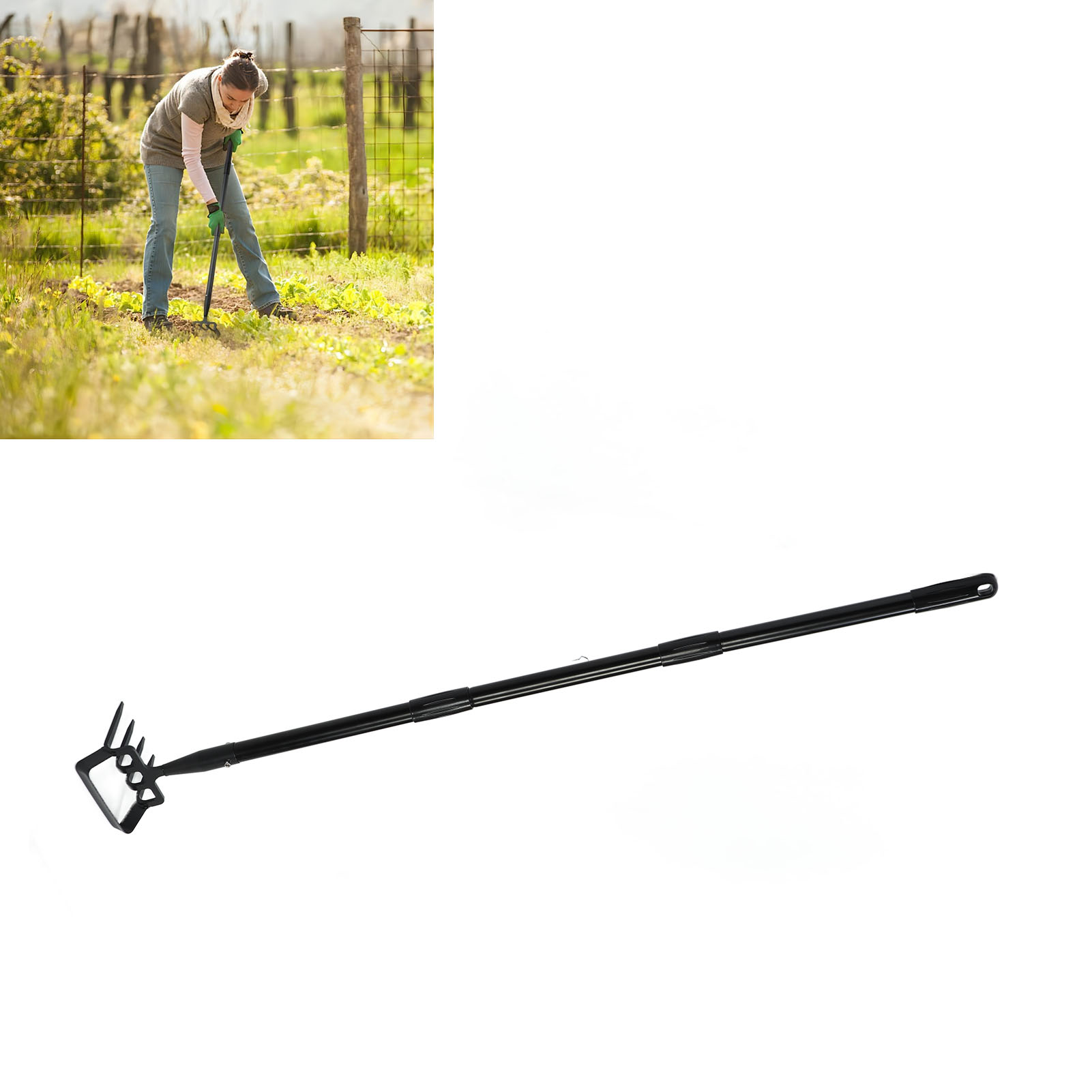 Multifunktionaler Unkrautrechen Mit Unkrautring, Bügelring, Hacke, Gartenrechen, Gartenhacke, 3-teiliges Werkzeug