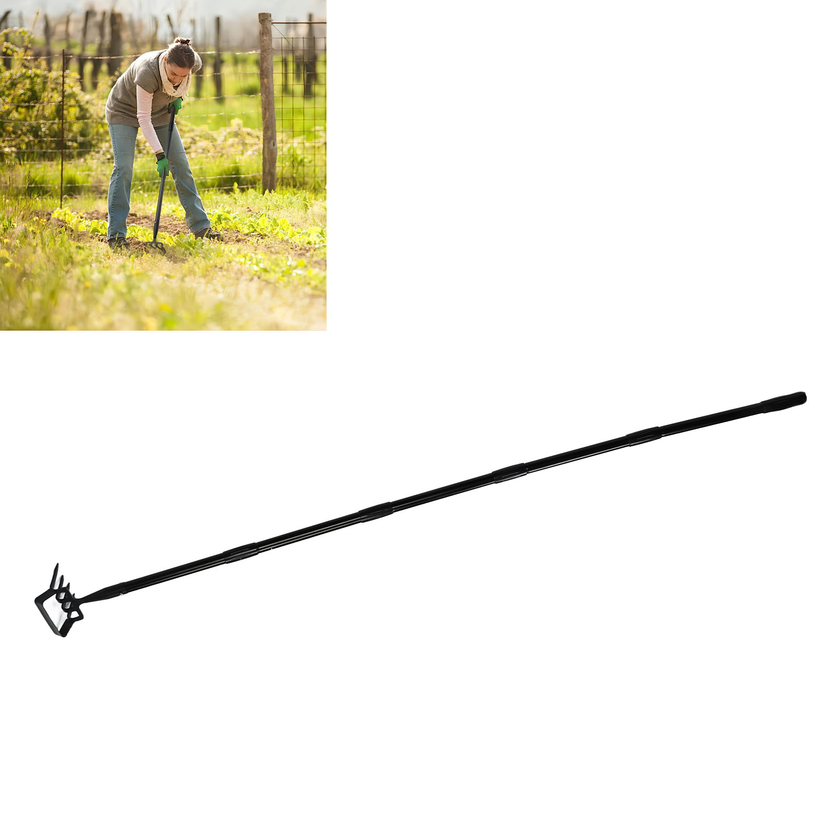 Multifunktionaler Unkrautrechen Mit Unkrautring, Bügelring, Hacke, Gartenrechen, Gartenhacke, 5-teiliges Werkzeug