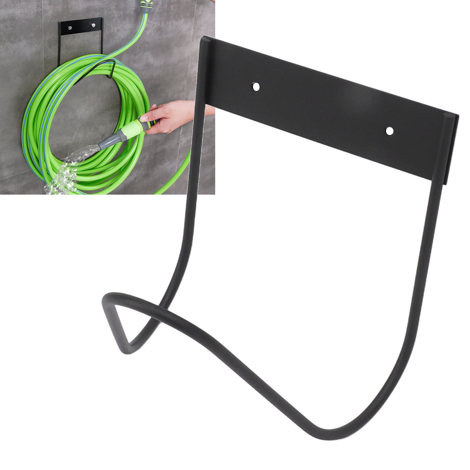 Gartenschlauchhalter, Kleiner Edelstahl-wandhaken Für Gartenschläuche, Gartenschlauch-aufbewahrungsgestell, Schwarz.