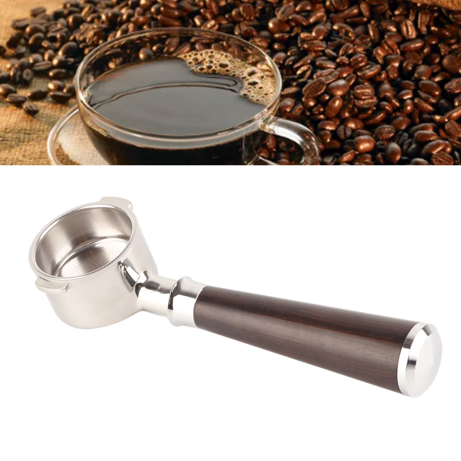 Griff Für De'longhi Eco310 Kaffeemaschine Aus 51 Mm Edelstahl, Typ A, Ausführung In Schwarzem Rosenholz