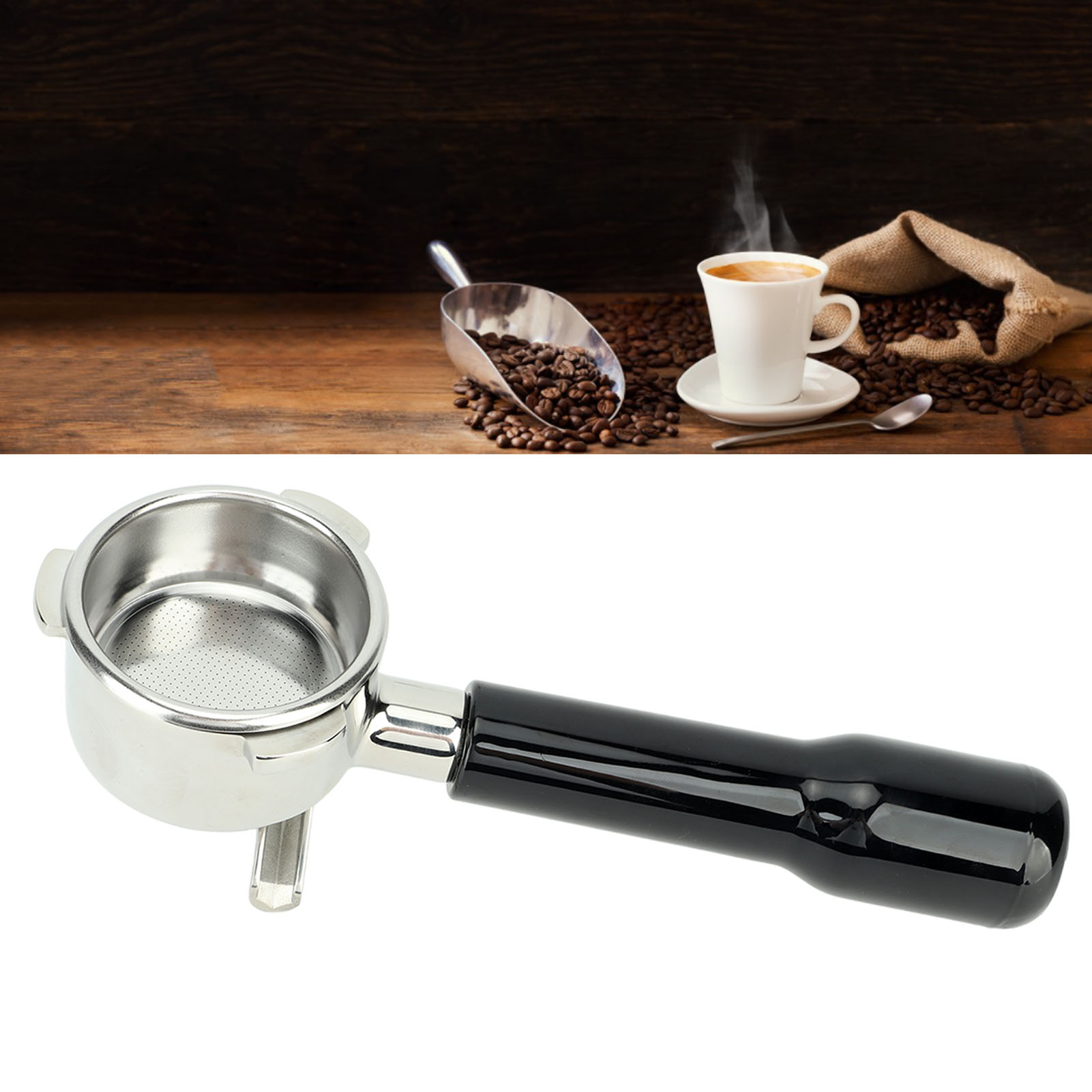 54 Mm Edelstahlgriff Für Platinum 870/880 Kaffeemaschinen, Doppeltassengriff, Doppelauslauf, Modell C2, Schwarzer Kunststoff.