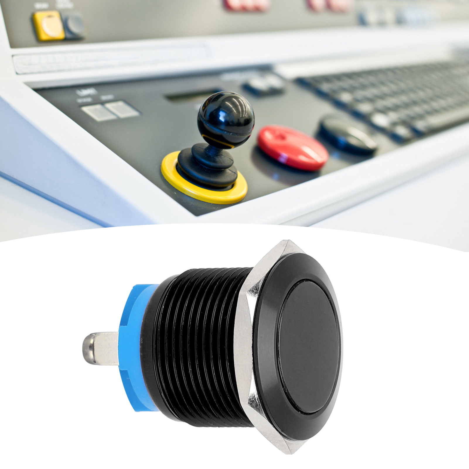 19 Mm Flacher Metall-drucktaster, Vollständig Eloxiert, Selbstrückstellend, Kippschalter, Schwarz.