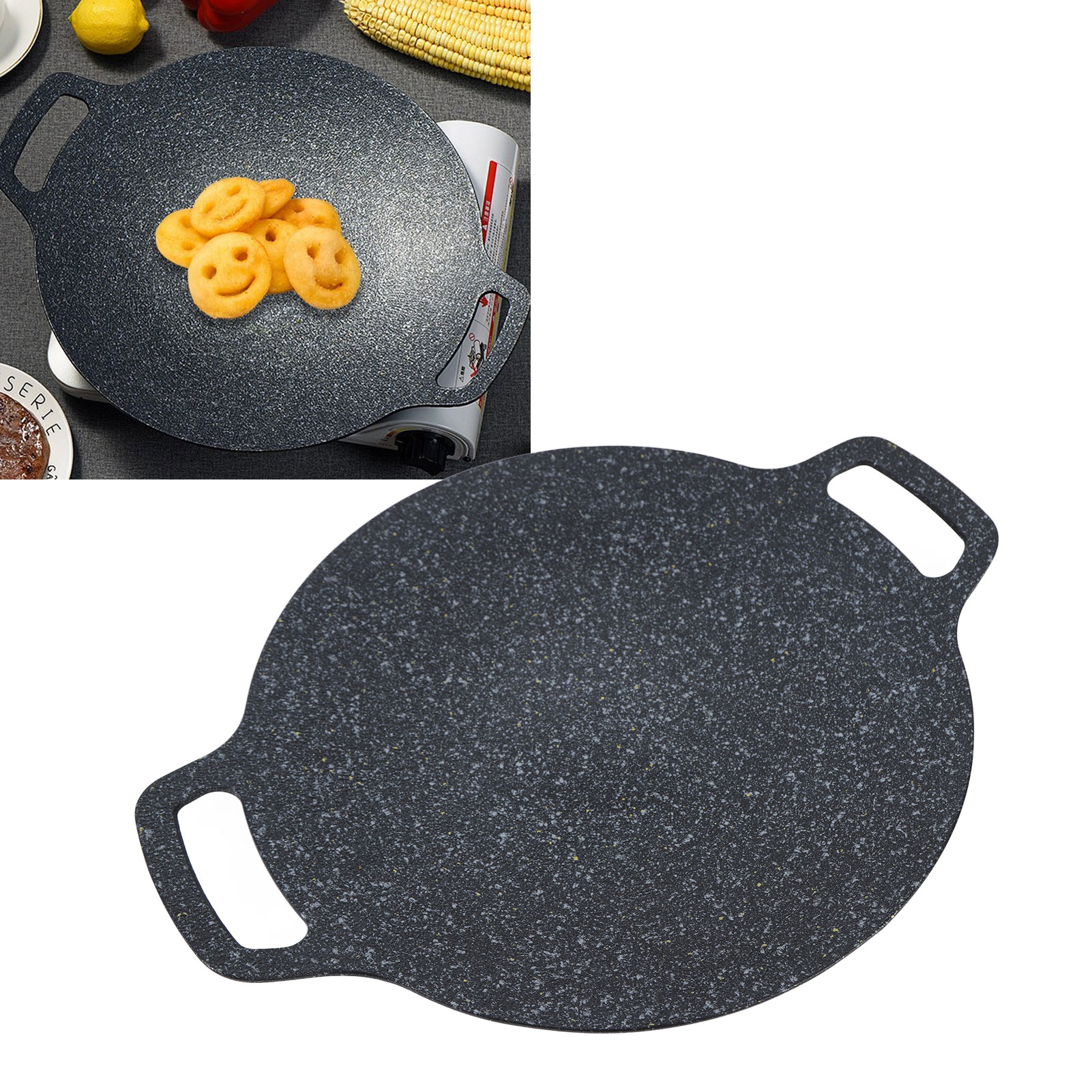 Koreanische Grillpfanne, Induktionsgeeignet, Antihaftbeschichtet, Ideal Für Teppanyaki Im Freien, 38 Cm