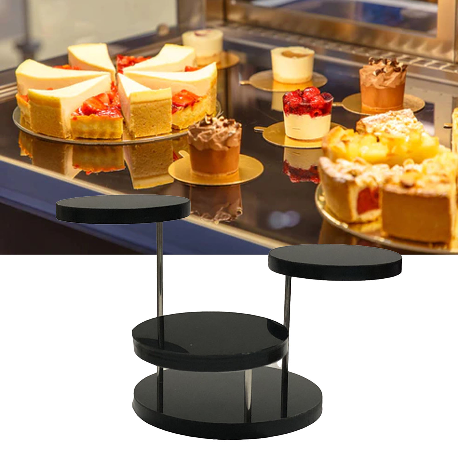 Cupcake-ständer, Schmuckständer Aus Acryl, Kuchen- Und Dessertständer, Partydekoration, Schwarz, 3-stöckig.