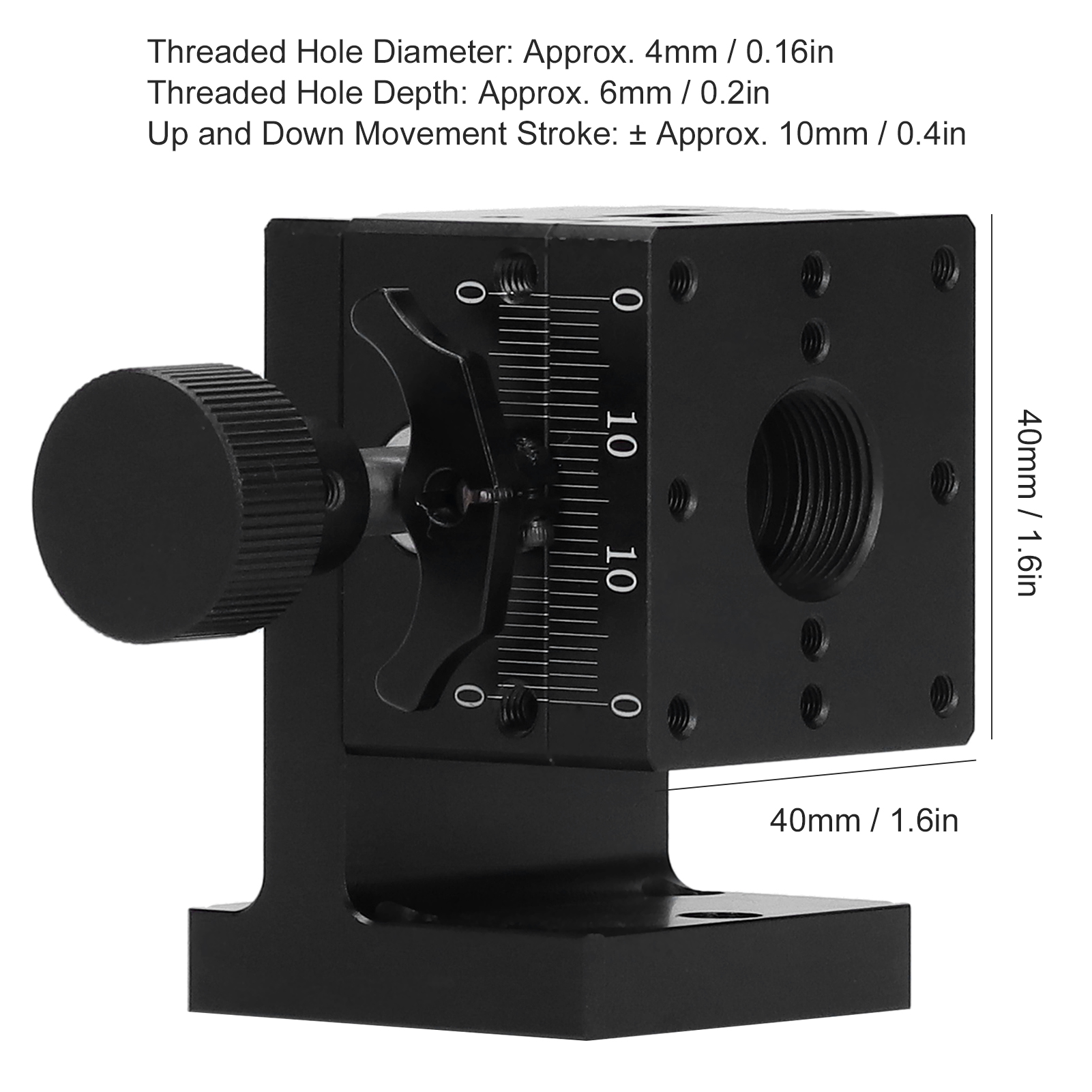 Hochpräzise Optische Plattform Hfl-a40, Z-achse Mit Schwalbenschwanzführung, Manuelle Justierung Über Zahnstange Und Ritzel, Mikrojustierung, Manuell Verstellbare 40 X 40 Mm Hubplattform