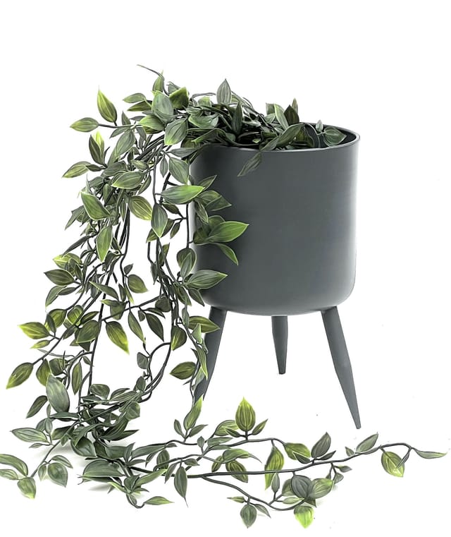 Dandibo - Blumentopf mit Füßen Pflanztopf Blumenkübel mit Beinen Metall Grau 23 cm 96260 m Modern Pflanzenständer