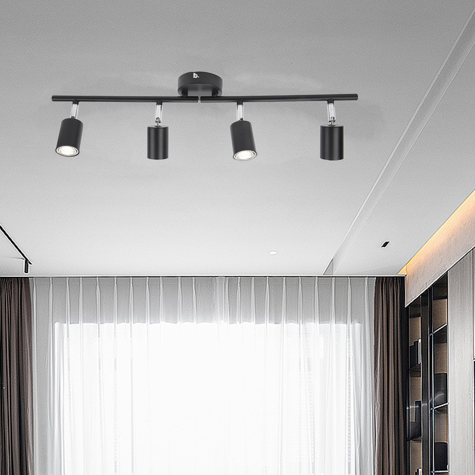 4-flammiges Led-schienensystem, Moderner Deckenstrahler, E27-fassung Für Zuhause, Bauernhof, Küche, Drehbar Und Klappbar.