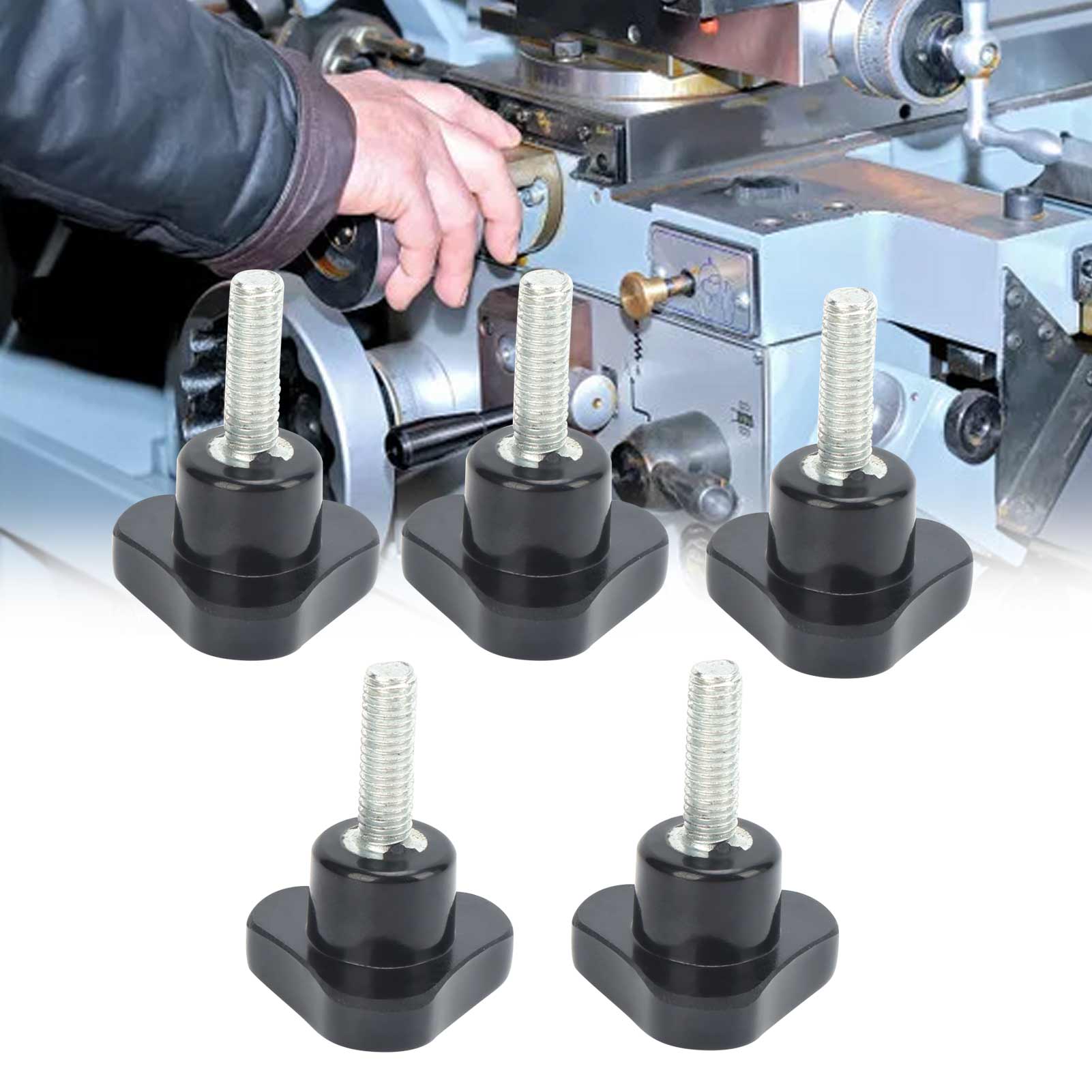 5 Werkzeugmaschinen, Darunter Eine Drehmaschine, Eine Bohrmaschine, Eine Fräsmaschine, Eine Hobelmaschine, Eine Schleifmaschine Und Eine Bohrmaschine Manuelle Einstellschraube Mit Dreieckigem Griff M6