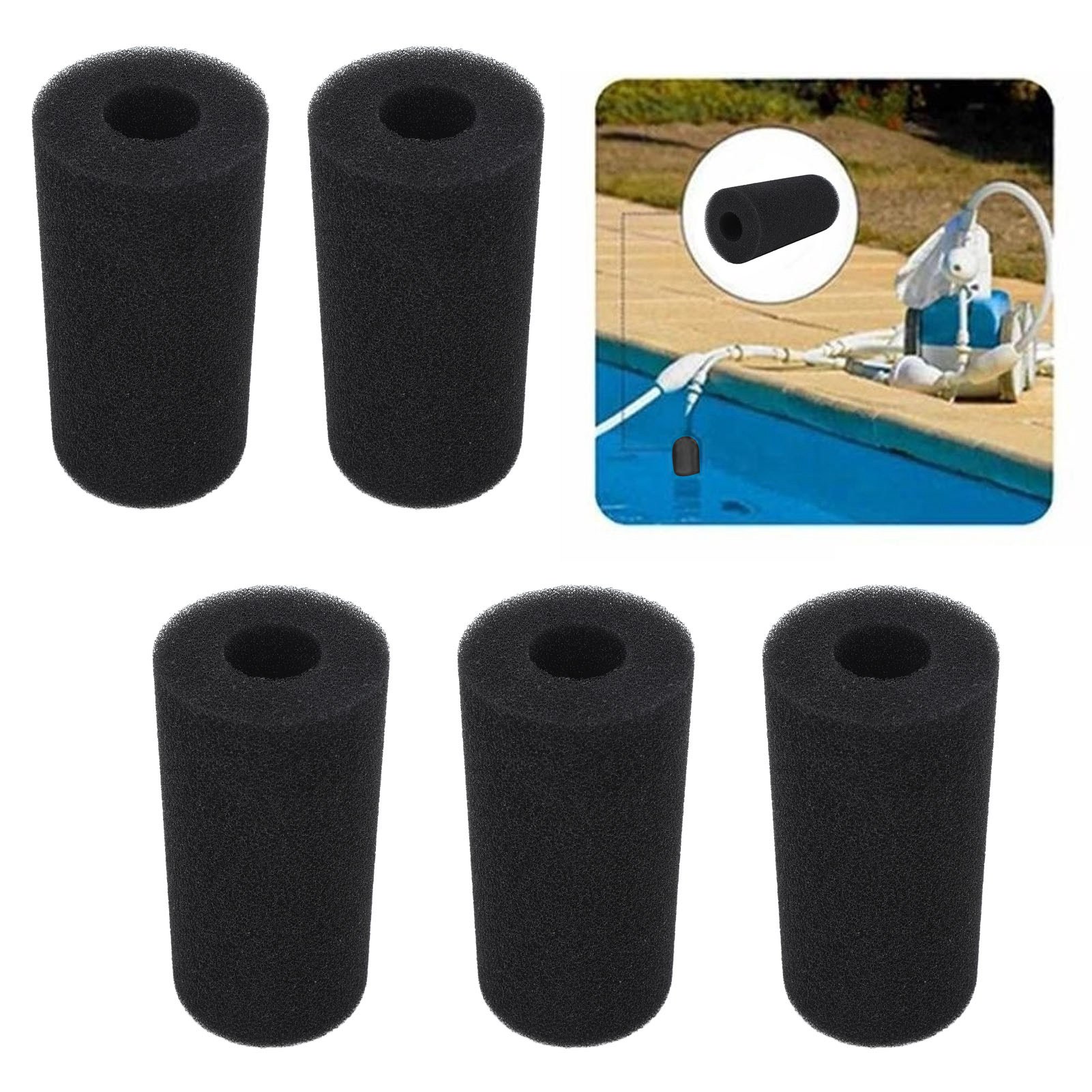 Packung Mit 5 Wiederverwendbaren Und Waschbaren Zylindrischen Filterkartuschen Für Schwimmbäder (große Größe).