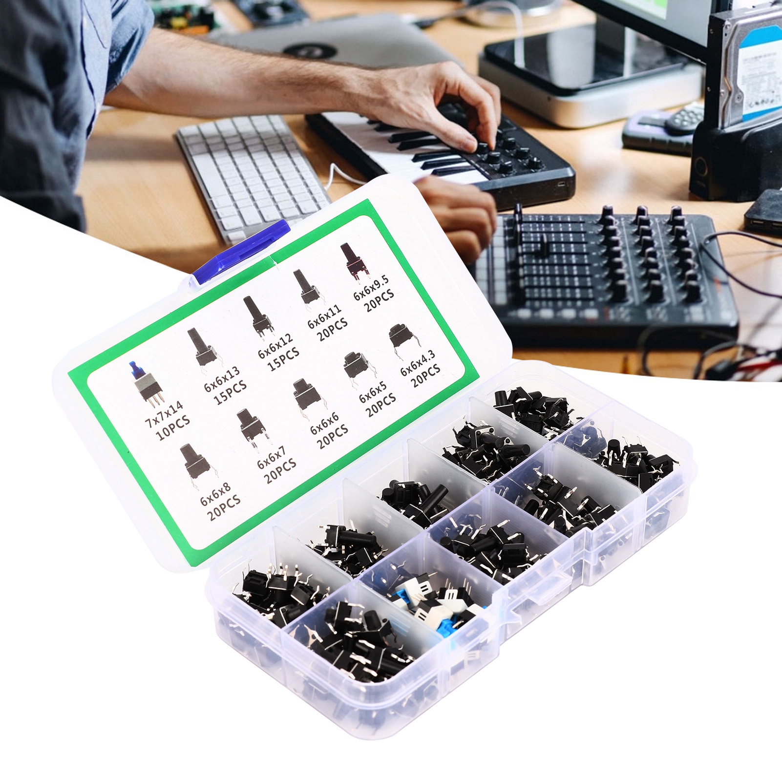 180 Drucktaster, 10 Ausführungen, Verpackt