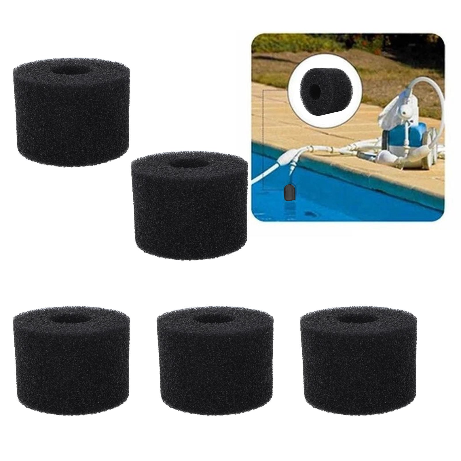 Packung Mit 5 Wiederverwendbaren Und Waschbaren Zylindrischen Filterkartuschen Für Schwimmbäder (kleine Größe).