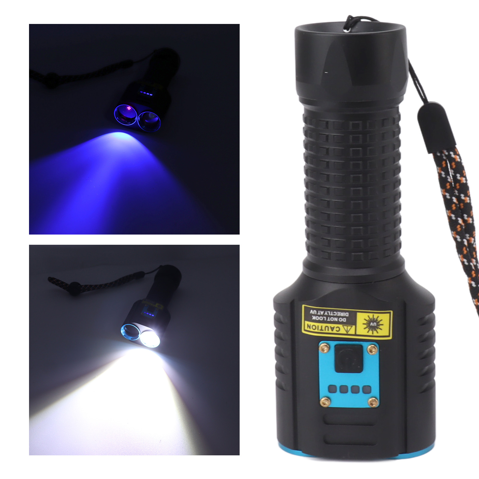 365 Nm 2-in-1 Uv-taschenlampe (weißlicht + Uv-licht), Wiederaufladbar, Haustierurin-detektor, Harzgehärtet, Zum Angeln, Für Mineralien Und Skorpione.