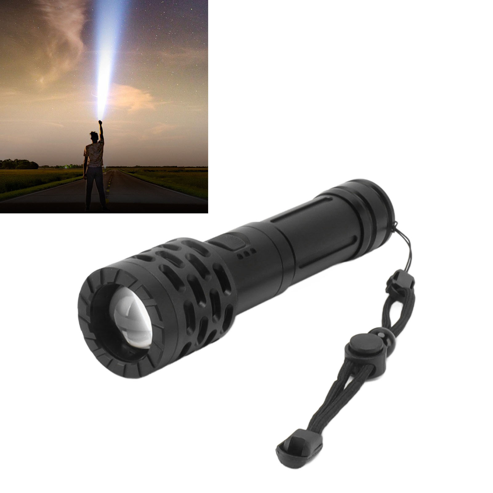 Hochleistungsfähige, Wiederaufladbare 1050-lm-notleuchte Für Den Außenbereich Mit Zoom Und Led-langstreckenstrahl