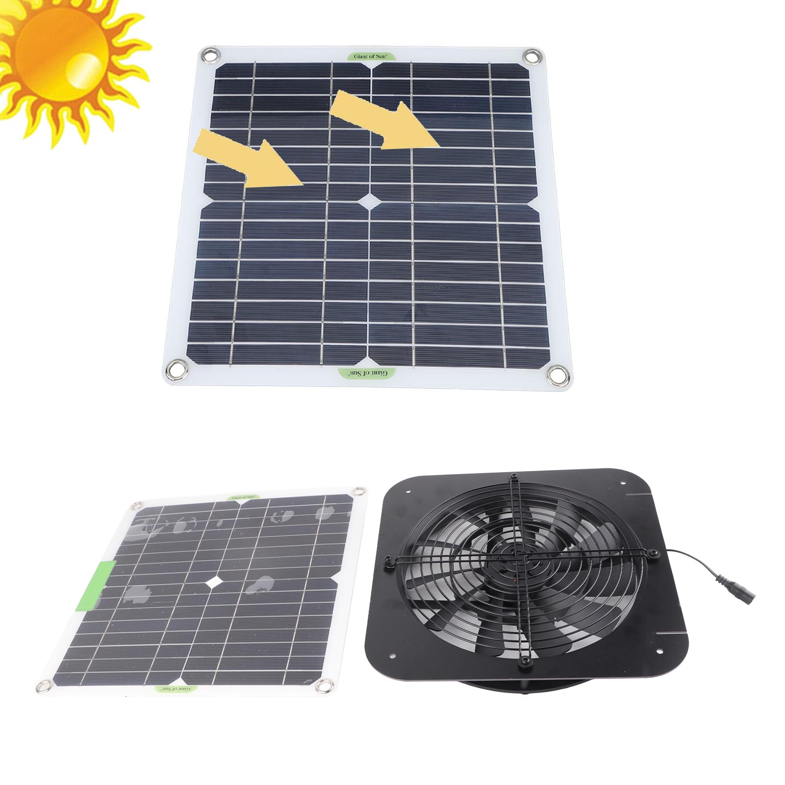 100w, 18v, 13,5 Zoll Tragbarer Solar-abluftventilator, Ideal Für Gewächshäuser Und Tierunterkünfte.