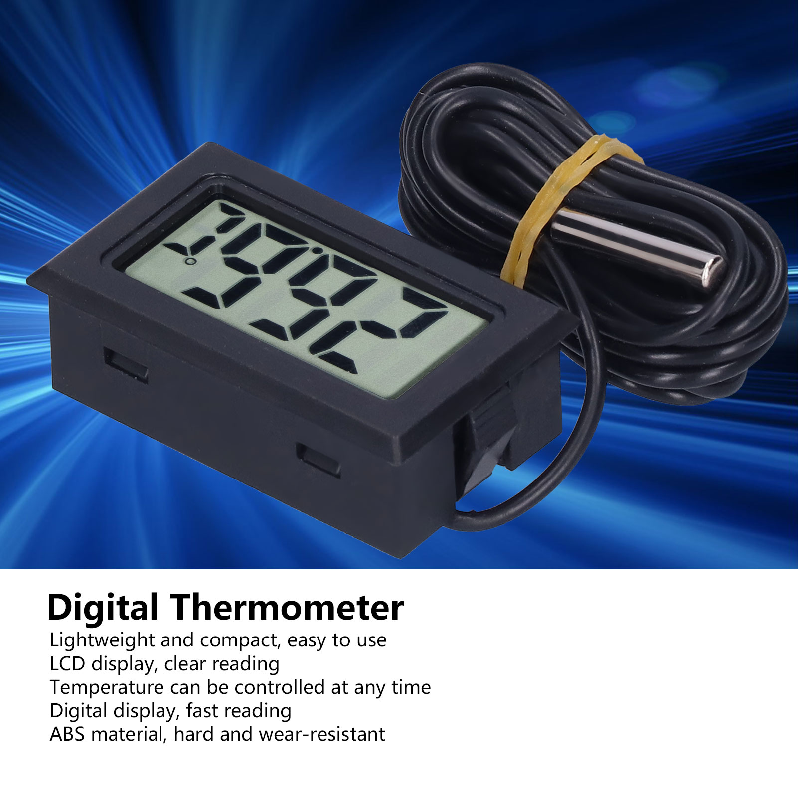 Fy13001 Fy10 Kabelgebundenes Digitalthermometer, Schwarz